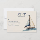 Cartons Réponse Aquarelle Nautique Navire Voilier Mariage (Devant)
