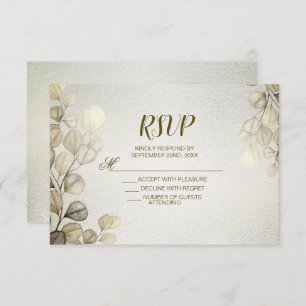 Cartons Réponse Aquarelle Or Eucalyptus Foliage Mariage brillant
