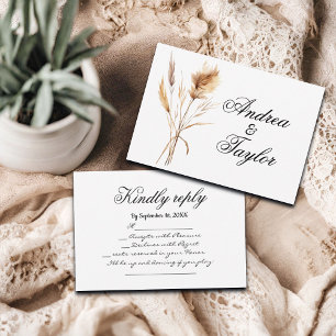 Cartons Réponse Aquarelle Pampas Grass Mariage Demande de chanson