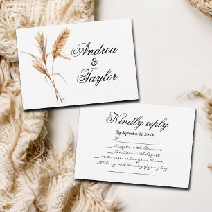Cartons Réponse Aquarelle Pampas Grass Mariage Demande de chanson