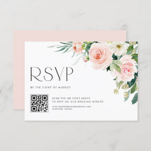 Cartons Réponse Aquarelle Pastel Garden Flowers Mariage QR Code