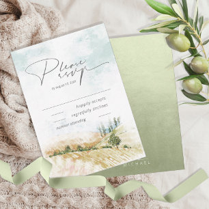 Cartons Réponse Aquarelle Paysage Mariage Sage Green ID786