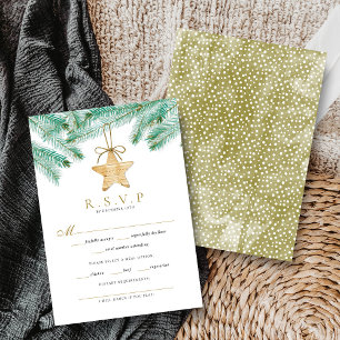 Cartons Réponse Aquarelle Pine Boughs Noël Mariage d'hiver