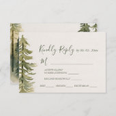 Cartons Réponse Aquarelle Pine Tree Forêt Mariage choix de repas (Devant / Derrière)