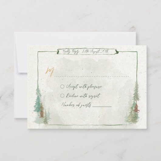 Cartons Réponse Aquarelle Pins de forêt rustique (Devant)