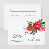 Cartons Réponse Aquarelle Poinsettia Mariage de Noël (Devant / Derrière)