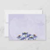 Cartons Réponse Aquarelle Purple Daisy Mariage moderne / Événement (Dos)