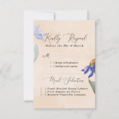 Cartons Réponse Aquarelle Purple Daisy Peach Rustique Mariage (Devant)