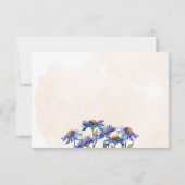 Cartons Réponse Aquarelle Purple Daisy Peach Rustique Mariage (Dos)