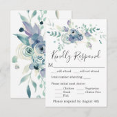 Cartons Réponse Aquarelle Purple Floral Mariage élégant (Devant / Derrière)