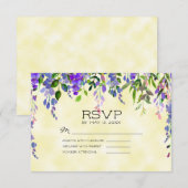 Cartons Réponse Aquarelle Purple Lavande Floral Jaune Mariage (Devant / Derrière)