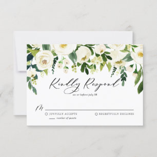 Cartons Réponse Aquarelle Ressort Fleurs blanches Garland Mariage