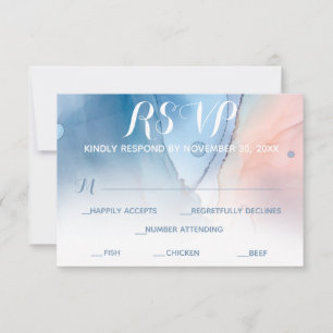 Cartons Réponse *~* Aquarelle Rêveuse Bleu Rose Moderne Tendance