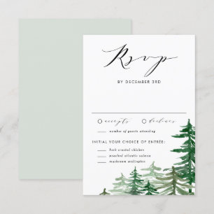 Cartons Réponse Aquarelle romantique Bois Mariage d'hiver