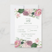 Cartons Réponse Aquarelle romantique Fleurs roses Mariage de jardi (Devant)