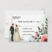 Cartons Réponse Aquarelle romantique Floral Bride Et Mariage de ch (Devant)