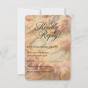 Cartons Réponse Aquarelle romantique perles florales Plumes Mariag