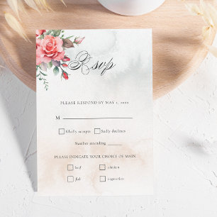 Cartons Réponse Aquarelle romantique Roses roses roses et calligra
