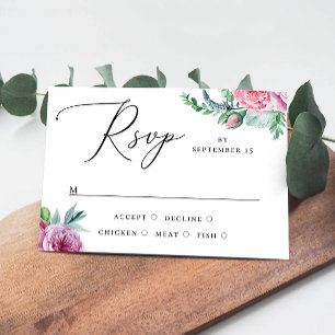 Cartons Réponse Aquarelle rose boho jardin mariage