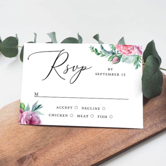 Cartons Réponse Aquarelle rose boho jardin mariage