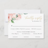 Cartons Réponse Aquarelle rose et or Floral Choix alimentaire Répo (Devant)