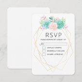Cartons Réponse Aquarelle rose et vert moderne Succulents (Devant / Derrière)