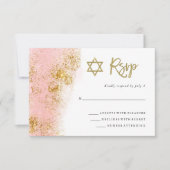 Cartons Réponse Aquarelle rose | Faux Gold Bat mitzvah (Devant)
