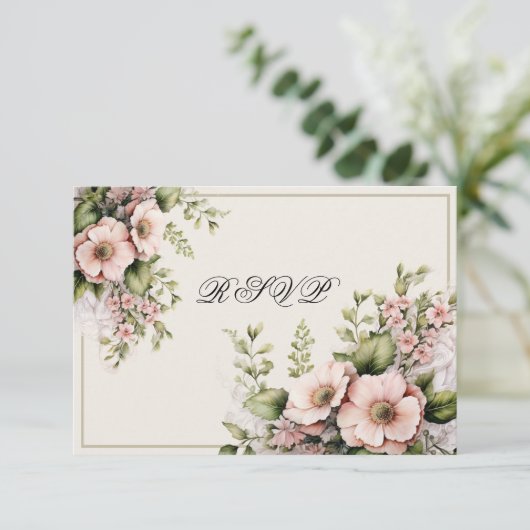 Cartons Réponse Aquarelle rose Fleurs Vins vertes Vins Ferns (Debout devant)