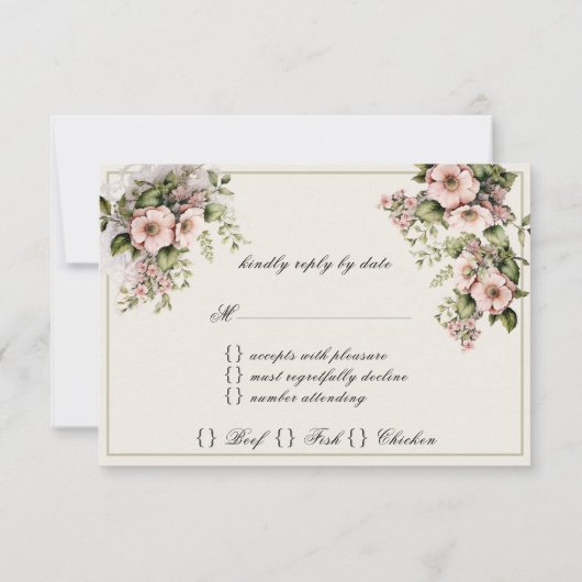 Cartons Réponse Aquarelle rose Fleurs Vins vertes Vins Ferns (Dos)
