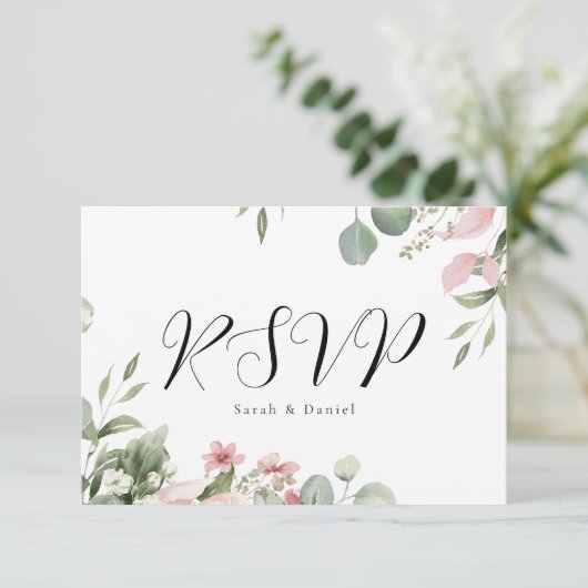 Cartons Réponse Aquarelle rose Mariage (Debout devant)
