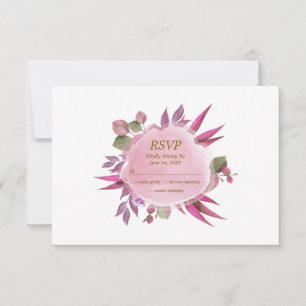 Cartons Réponse Aquarelle rose or Floral Moderne Mariage élégant