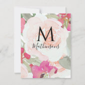 Cartons Réponse Aquarelle rose pâle Mariage floral (Devant)