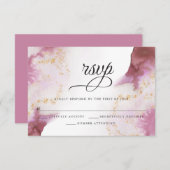 Cartons Réponse Aquarelle Rose Quartz Gold Geode BarefootBride™ (Devant / Derrière)