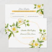 Cartons Réponse Aquarelle rose rocher blanc vert mariage botanique (Devant / Derrière)