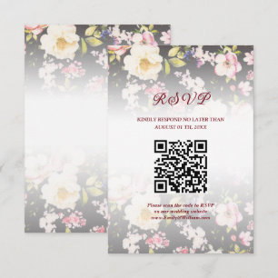 Cartons Réponse Aquarelle rose Roses jaunes, noir flou, Mariage