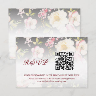 Cartons Réponse Aquarelle rose Roses jaunes, noir flou, Mariage
