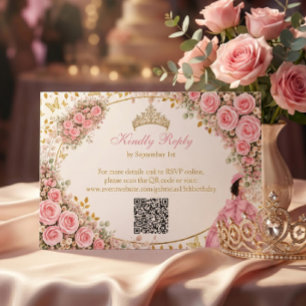 Cartons Réponse Aquarelle Roses Roses Papillon Doré Quinceañera