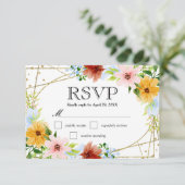 Cartons Réponse Aquarelle Rouge Jaune Bleu Mariage (Debout devant)