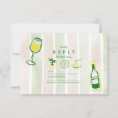 Cartons Réponse Aquarelle Russe Italien Mariage (Devant)