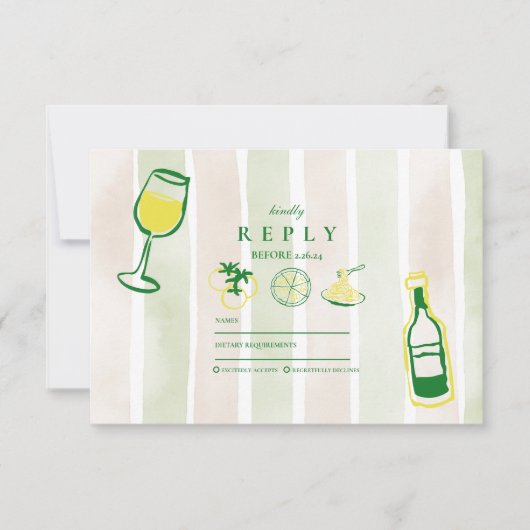 Cartons Réponse Aquarelle Russe Italien Mariage (Devant)