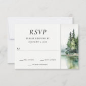 Cartons Réponse Aquarelle Rustic Mountain Lake Mariage forestier (Devant)
