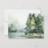 Cartons Réponse Aquarelle Rustic Mountain Lake Mariage forestier (Dos)