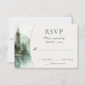 Cartons Réponse Aquarelle Rustic Mountain Lake Mariage forestier (Devant)