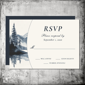 Cartons Réponse Aquarelle Rustic Mountain Lake Mariage forestier