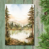 Cartons Réponse Aquarelle Rustic Mountain Lake Mariage forestier
