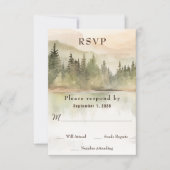 Cartons Réponse Aquarelle Rustic Mountain Lake Mariage forestier (Devant)