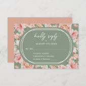 Cartons Réponse Aquarelle rustique Mariage bleu vert Sage (Devant / Derrière)