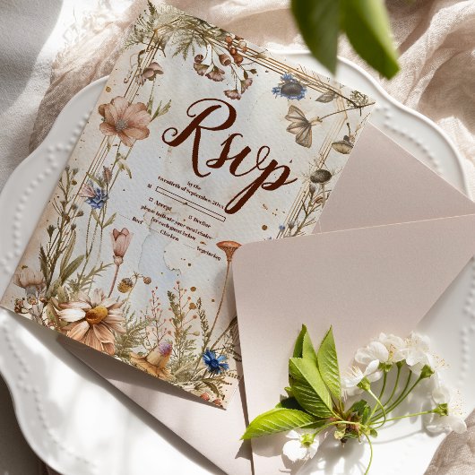 Cartons Réponse Aquarelle rustique Mariage bois