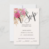 Cartons Réponse Aquarelle Rustique Pampas Rose Peinte à la main (Devant)