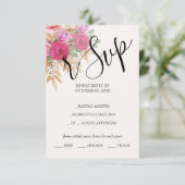 Cartons Réponse Aquarelle Rustique Pampas Rose Peinte à la main (Debout devant)